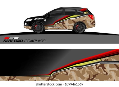 SUV Car Graphics for vinyl wrap. abstract Modern lines shape with grunge background