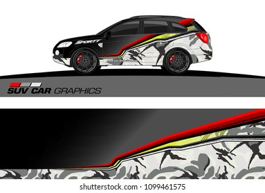 SUV Car Graphics for vinyl wrap. abstract Modern lines shape with grunge background