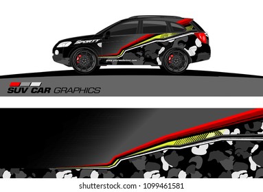SUV Car Graphics for vinyl wrap. abstract Modern lines shape with grunge background
