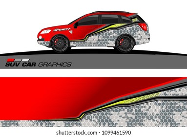 SUV Car Graphics for vinyl wrap. abstract Modern lines shape with grunge background