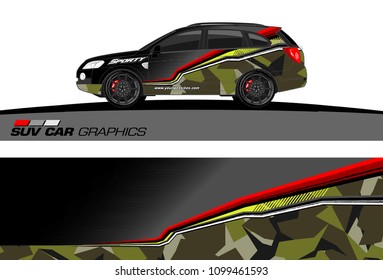 SUV Car Graphics for vinyl wrap. abstract Modern lines shape with grunge background