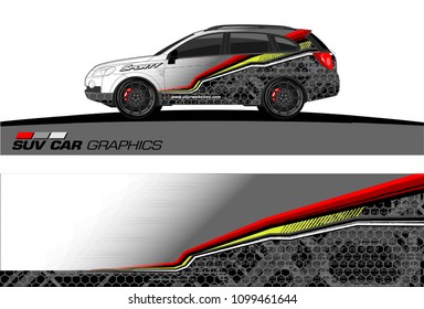 SUV Car Graphics for vinyl wrap. abstract Modern lines shape with grunge background