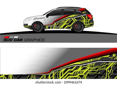 SUV Car Graphics for vinyl wrap. abstract Modern lines shape with grunge background