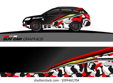 SUV Car Graphics for vinyl wrap. abstract Modern lines shape with grunge background