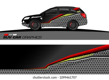 SUV Car Graphics for vinyl wrap. abstract Modern lines shape with grunge background