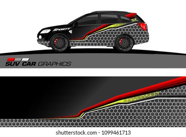 SUV Car Graphics for vinyl wrap. abstract Modern lines shape with grunge background