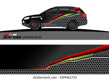 SUV Car Graphics for vinyl wrap. abstract Modern lines shape with grunge background