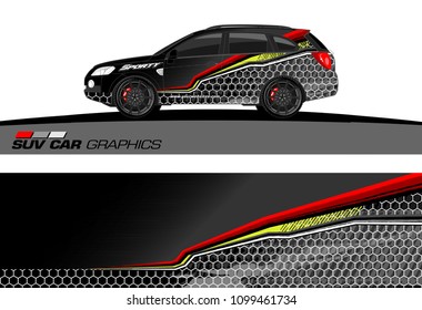 SUV Car Graphics for vinyl wrap. abstract Modern lines shape with grunge background
