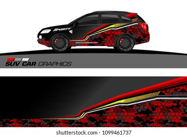 SUV Car Graphics for vinyl wrap. abstract Modern lines shape with grunge background