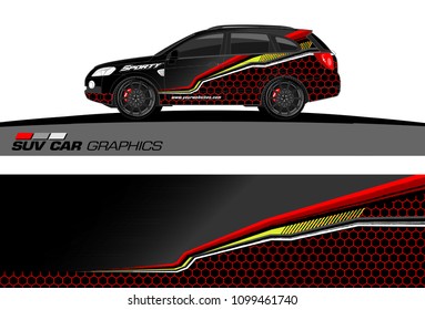 SUV Car Graphics for vinyl wrap. abstract Modern lines shape with grunge background
