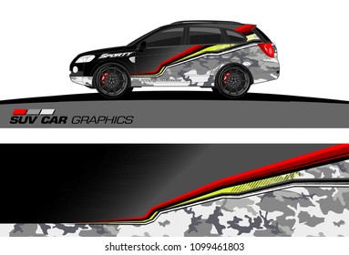 SUV Car Graphics for vinyl wrap. abstract Modern lines shape with grunge background