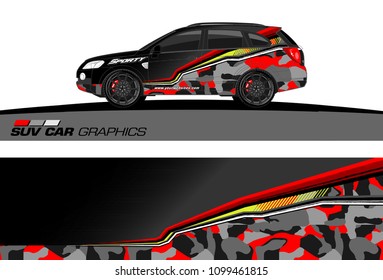 SUV Car Graphics for vinyl wrap. abstract Modern lines shape with grunge background