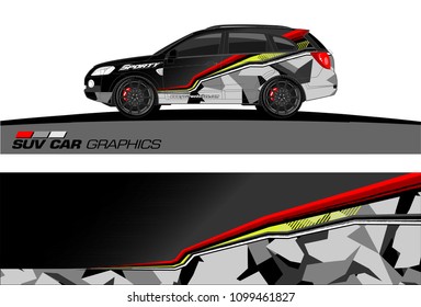 SUV Car Graphics for vinyl wrap. abstract Modern lines shape with grunge background