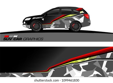 SUV Car Graphics for vinyl wrap. abstract Modern lines shape with grunge background