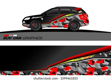 SUV Car Graphics for vinyl wrap. abstract Modern lines shape with grunge background