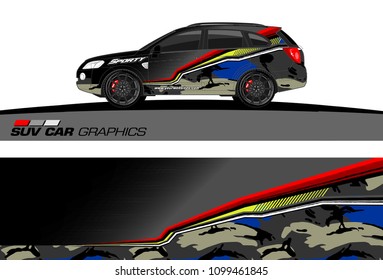 SUV Car Graphics for vinyl wrap. abstract Modern lines shape with grunge background