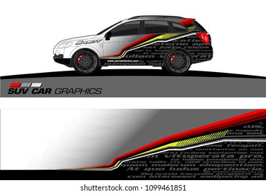 SUV Car Graphics for vinyl wrap. abstract Modern lines shape with grunge background