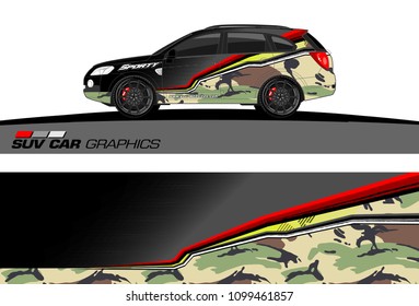 SUV Car Graphics for vinyl wrap. abstract Modern lines shape with grunge background