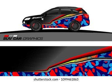 SUV Car Graphics for vinyl wrap. abstract Modern lines shape with grunge background