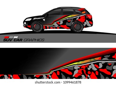 SUV Car Graphics for vinyl wrap. abstract Modern lines shape with grunge background