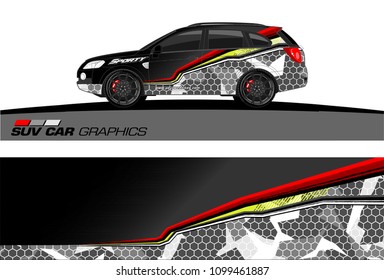 SUV Car Graphics for vinyl wrap. abstract Modern lines shape with grunge background