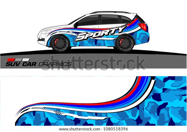 SUV Car Graphics for vinyl wrap.\
abstract Modern curved shape with grunge\
background\
