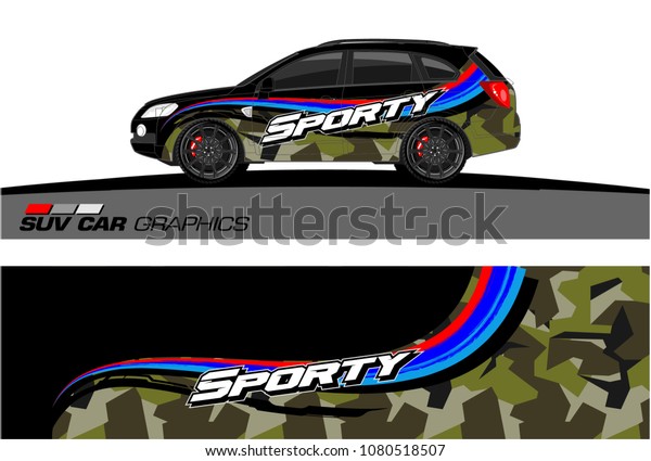 SUV Car Graphics for vinyl wrap.\
abstract Modern curved shape with grunge\
background\
