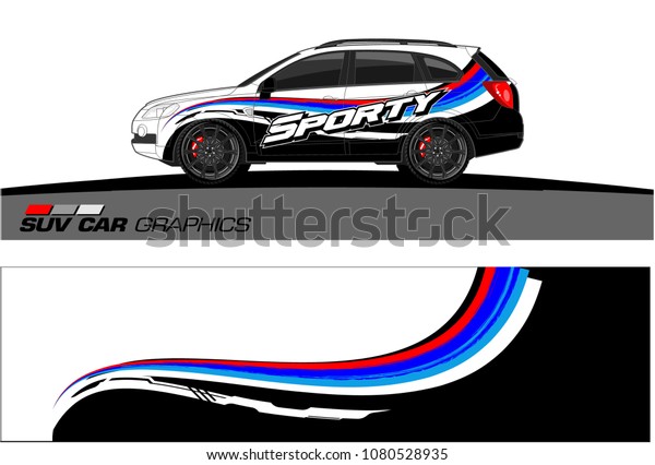 SUV Car Graphics for vinyl wrap. abstract\
curved shape with grunge\
background