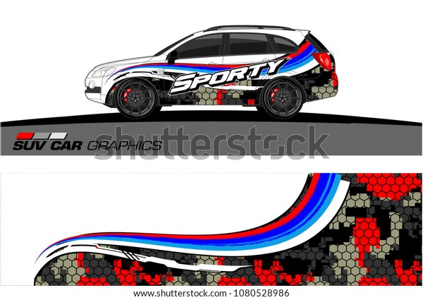 SUV Car Graphics for vinyl wrap. abstract
curved shape with grunge
background