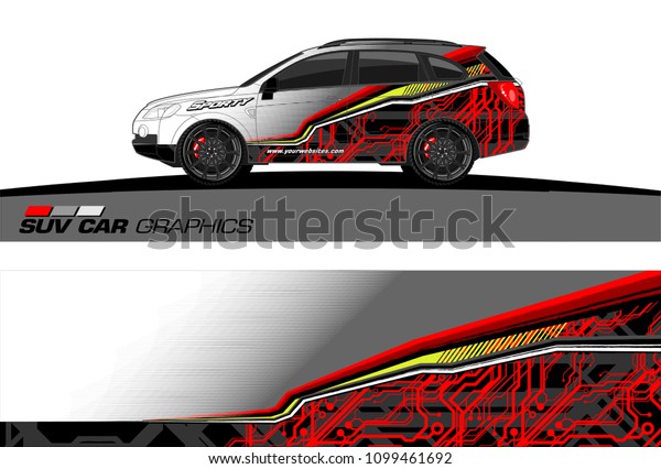 SUV Car Graphics for vinyl wrap.\
abstract Modern lines shape with grunge\
background