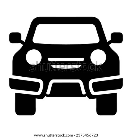 SUV car icon, front view, silhouette pictogram Summer family, vector illustration isolated on white background