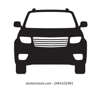 SUV Car Icon Silhouette front view, vector illustration isolated on white background, eps