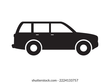 SUV car icon vector, black on white background