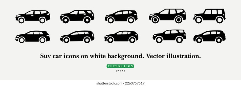 Suv car icons on white background. Vector illustration. 