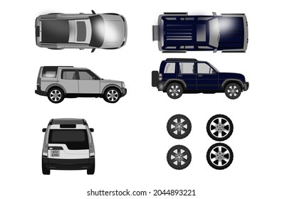 SUV car illustration from different sides.