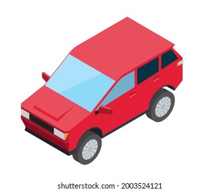 SUV car, isometrics car illustration, 3D, white background, vector data