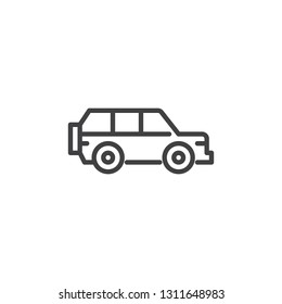 SUV Car line icon. linear style sign for mobile concept and web design. Offroad auto outline vector icon. Transport symbol, logo illustration. Pixel perfect vector graphics