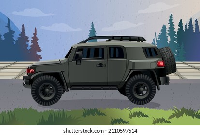 SUV car on the road Side View