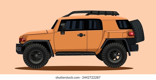 Coche SUV en la carretera Vista lateral