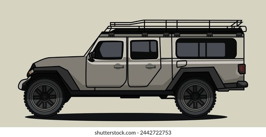 Coche SUV en la carretera Vista lateral
