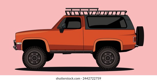 Coche SUV en la carretera Vista lateral
