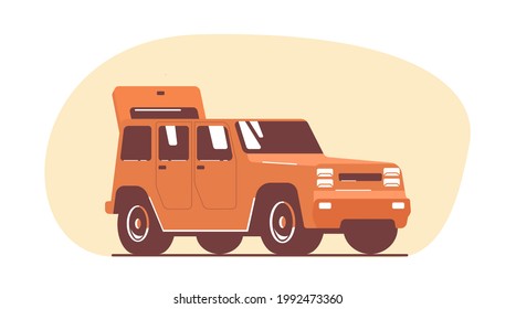 Vehículo SUV con arranque abierto. Ilustración vectorial de estilo plano.