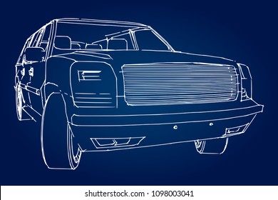 Suv car outline drawing
