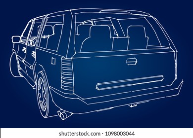 Suv car outline drawing