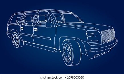 Suv car outline drawing