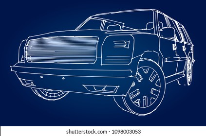 Suv car outline drawing