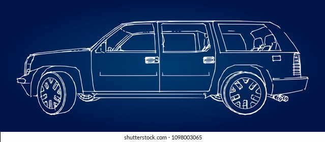 Suv car outline drawing
