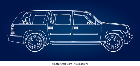 Suv car outline drawing