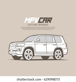 SUV car outline vector illustration