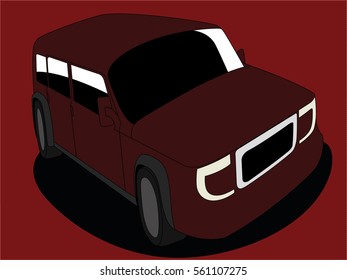 SUV car red realistic vector illustration isolated